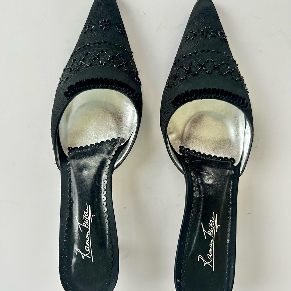 Rene Caovilla Black Embellished Heels